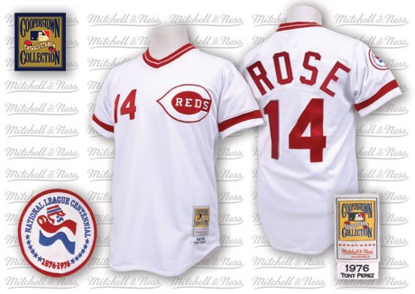 2012 New style Cincinnati Reds 14 Pete Rose White Home Throwback MLB Jersey